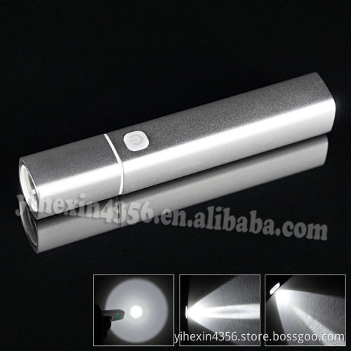 Boruit R3 Portable Silver mini Flashlight CREE Flash light Waterproof Rechargeable USB Flashlight